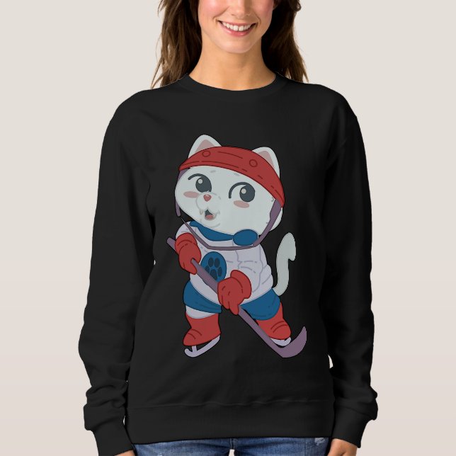 Hokey Cute Cat Player  Kids Sweatshirt (Vorderseite)