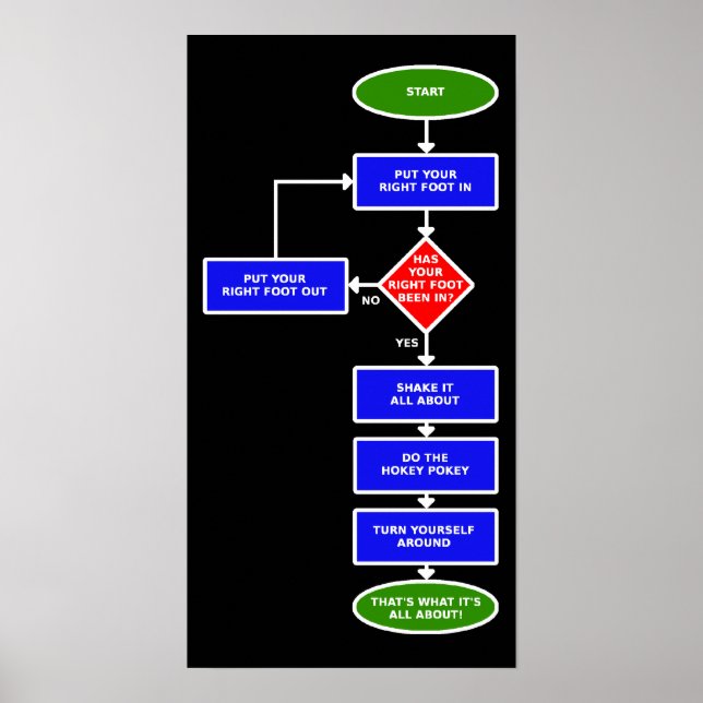 Hokey Pokey Flowchart Poster Signieren (Vorne)