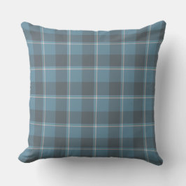 Hoki Blue and Shuttle Gray Plaid Kissen