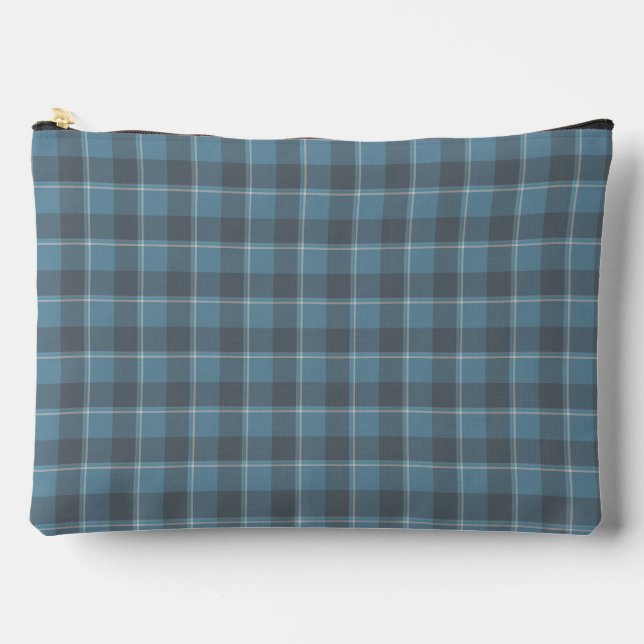 Hoki Blue and Shuttle Gray Plaid Zubehörtasche (Vorderseite)