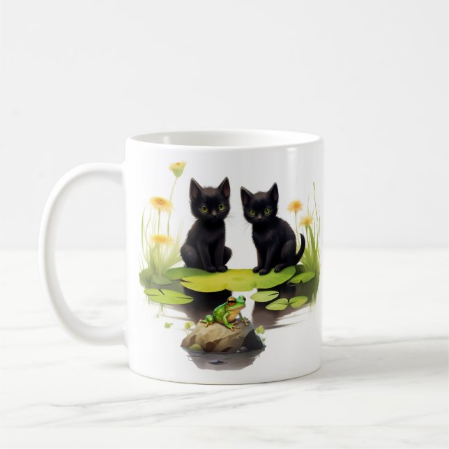 Hoki & Koki Black Kittens Besichtigung der Tasse P (Links)