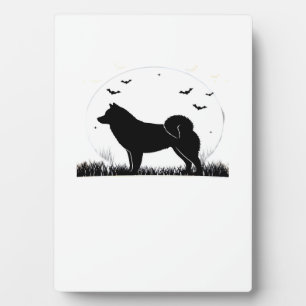 Hokkaido Hund � Halloween-Mond-Silhouette Classic Fotoplatte