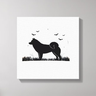 Hokkaido Hund � Halloween Mond Silhouette Klassisc Leinwanddruck