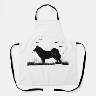 Hokkaido Hund � Halloween-Mond-Silhouette Klassisc Schürze