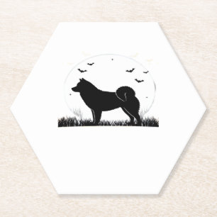 Hokkaido Hund � Halloween Mond Silhouette Klassisc Untersetzer