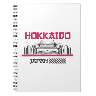 Hokkaido Japan Retro-Tempel-Skyline-Reisedesign Notizblock