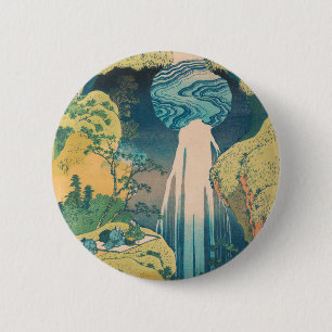 Hokusai Amida Falls Japan Wasserfall Button
