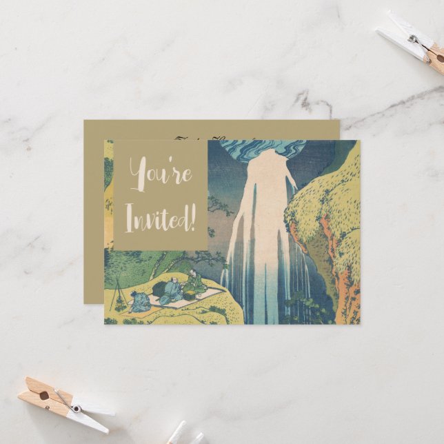 Hokusai Amida Falls Japan Wasserfall Einladung (Vorderseite/Rückseite Beispiel)