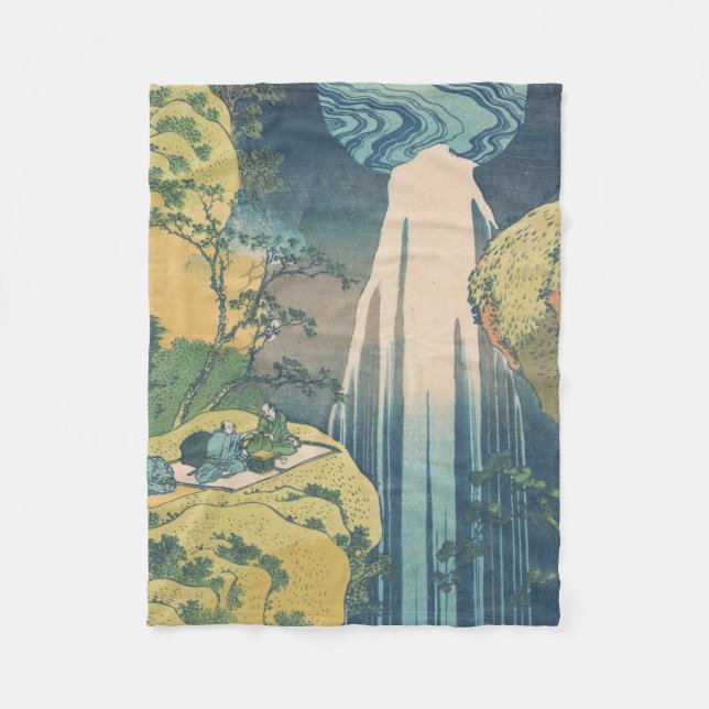 Hokusai Amida Falls Japan Wasserfall Fleecedecke (Vorderseite)