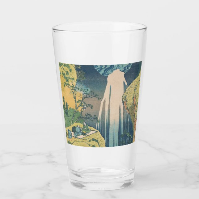 Hokusai Amida Falls Japan Wasserfall Glas (Vorderseite)