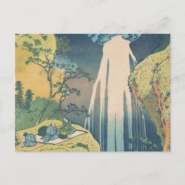 Hokusai Amida Falls Japan Wasserfall Postkarte (Vorderseite)