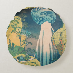 Hokusai Amida Falls Japan Wasserfall Rundes Kissen