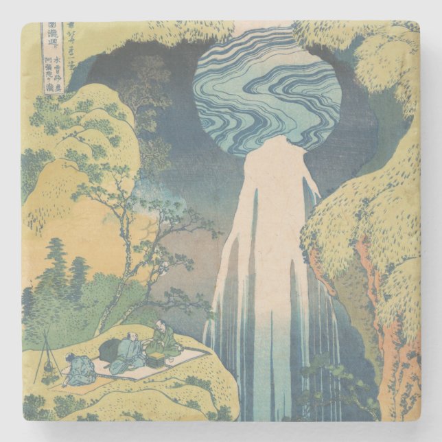 Hokusai Amida Falls Japan Wasserfall Steinuntersetzer (Vorderseite)