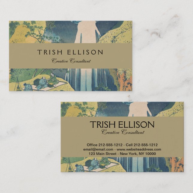 Hokusai Amida Falls Japan Wasserfall Visitenkarte (Vorne/Hinten)