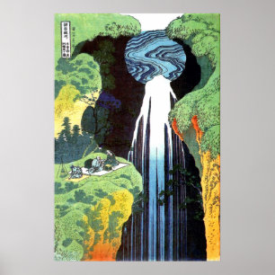 Hokusai: Amida Wasserfall auf der Kiso Straße Poster