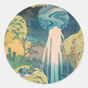 Hokusai Amida Wasserfall Japan Wasserfall  Runder Aufkleber