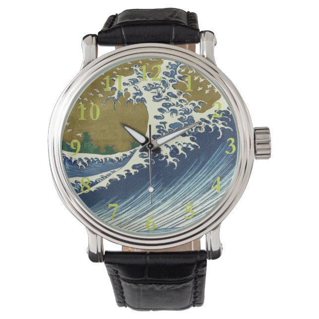 Hokusai Big Wave Japan japanische Kunst Armbanduhr (Vorderseite)