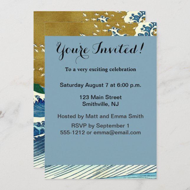 Hokusai Big Wave Japan japanische Kunst Einladung (Vorne/Hinten)