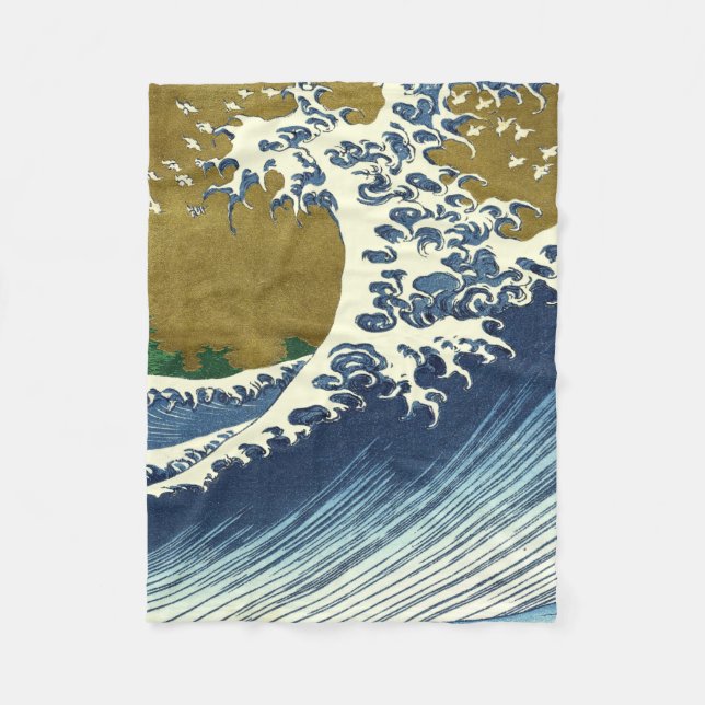 Hokusai Big Wave Japan japanische Kunst Fleecedecke (Vorderseite)