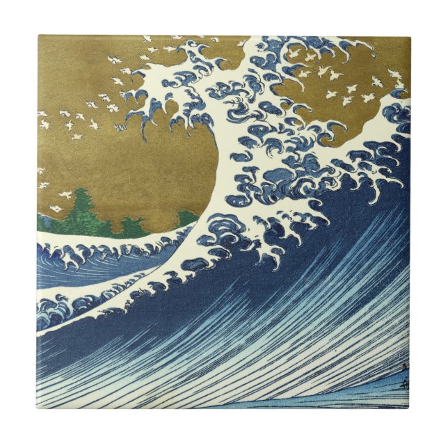 Hokusai Big Wave Japan japanische Kunst Fliese (Vorderseite)
