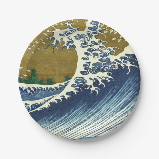 Hokusai Big Wave Japan japanische Kunst Pappteller (Vorderseite)