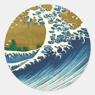 Hokusai Big Wave Japan japanische Kunst Runder Aufkleber