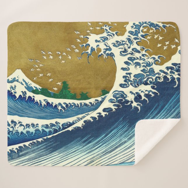 Hokusai Big Wave Japan japanische Kunst Sherpadecke (Vorderseite (Horizontal))