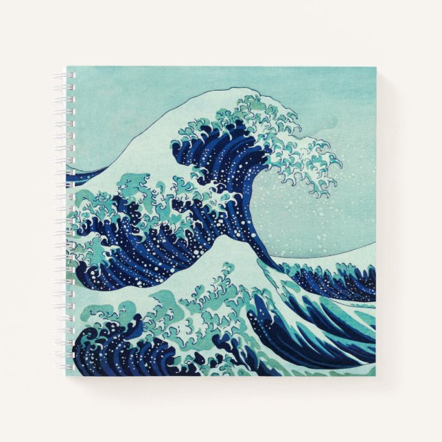 Hokusai Blue Waves Notizbuch (Vorderseite)