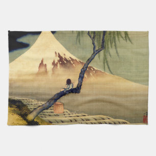 Hokusai Boy View Mount Fuji Japanisch Vintag Küchentuch