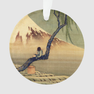 Hokusai Boy View Mount Fuji Japanisch Vintag Ornament