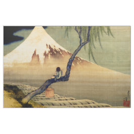Hokusai Boy View Mount Fuji Japanisch Vintag Stoff