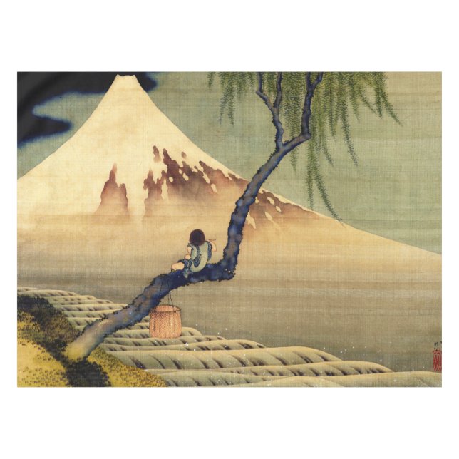 Hokusai Boy View Mount Fuji Japanisch Vintag Tischdecke (Vorderseite (Horizontal))