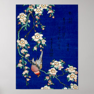 Hokusai Bullfinch auf einer Wendekirsche Zweignied Poster