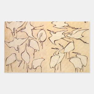 Hokusai Cranes Stickers