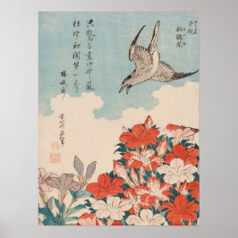 Hokusai Cuckoo und Azaleas Vintag Gallery Poster