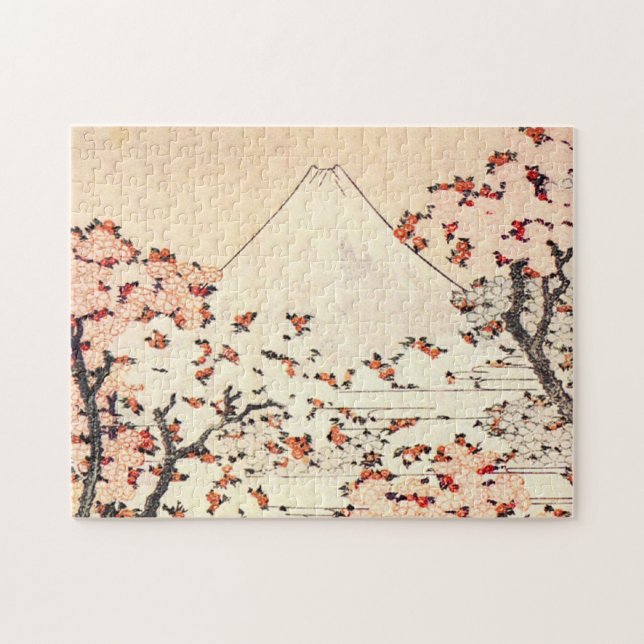 Hokusai der Fujisan Kirschblüten-Puzzlespiel Puzzle (Horizontal)