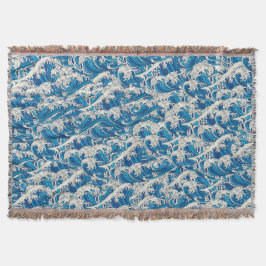 Hokusai, die Great Wave Pattern Nautical Blue Well Decke