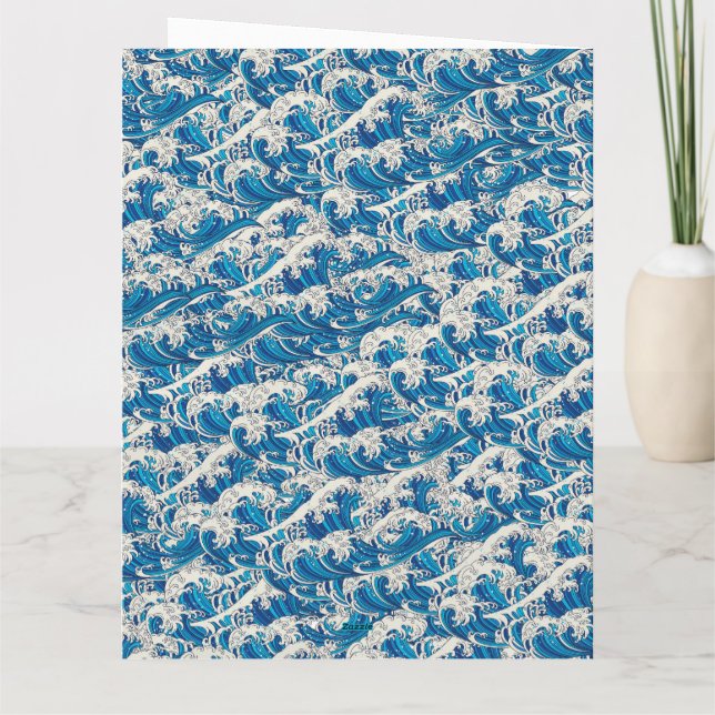 Hokusai, die Great Wave Pattern Nautical Blue Well Karte (Rückseite)