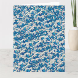 Hokusai, die Great Wave Pattern Nautical Blue Well Karte