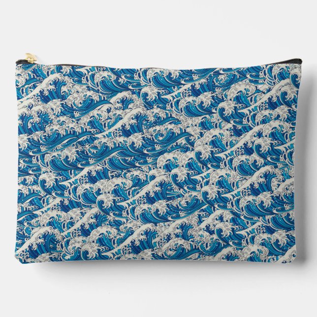 Hokusai, die Great Wave Pattern Nautical Blue Well Zubehörtasche (Vorderseite)