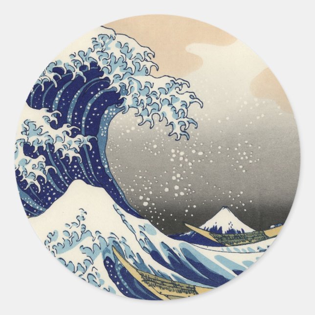 Hokusai: Die große Welle Kanagawas Runder Aufkleber (Vorderseite)