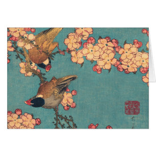 Hokusai Dompfaff und Kirschblüte Vintage Vogel