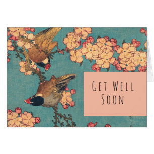 Hokusai Dompfaff und Kirschblüte Vintage Vogel