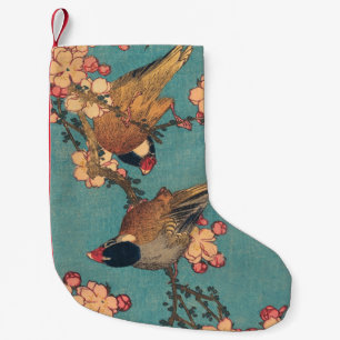 Hokusai Dompfaff und Kirschblüte Vintage Vogel Kleiner Weihnachtsstrumpf
