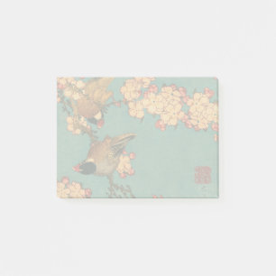 Hokusai Dompfaff und Kirschblüte Vintage Vogel Post-it Klebezettel