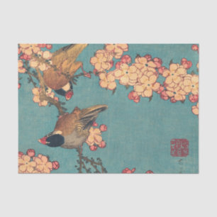 Hokusai Dompfaff und Kirschblüte Vintage Vogel Seidenpapier