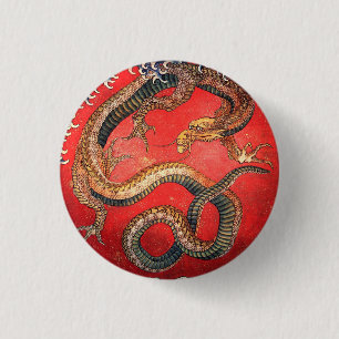 Hokusai Drache Japanisch Vintage Katsushika Hokusa Button