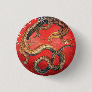 Hokusai Dragon Japanisch Vintag Katsushika Hokusai Button