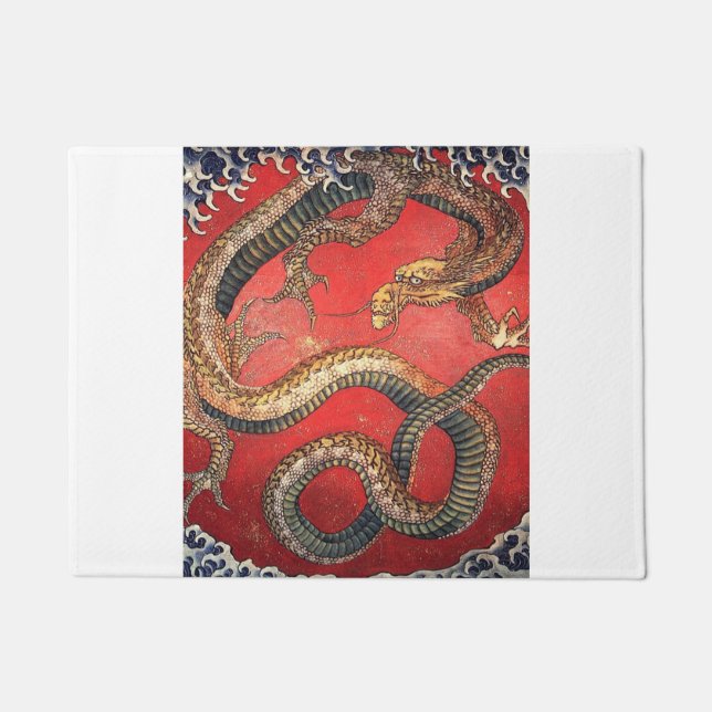 Hokusai Dragon Japanisch Vintag Katsushika Hokusai Fußmatte (Vorderseite)
