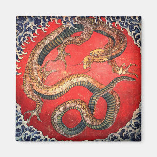 Hokusai Dragon Japanisch Vintag Katsushika Hokusai Magnet